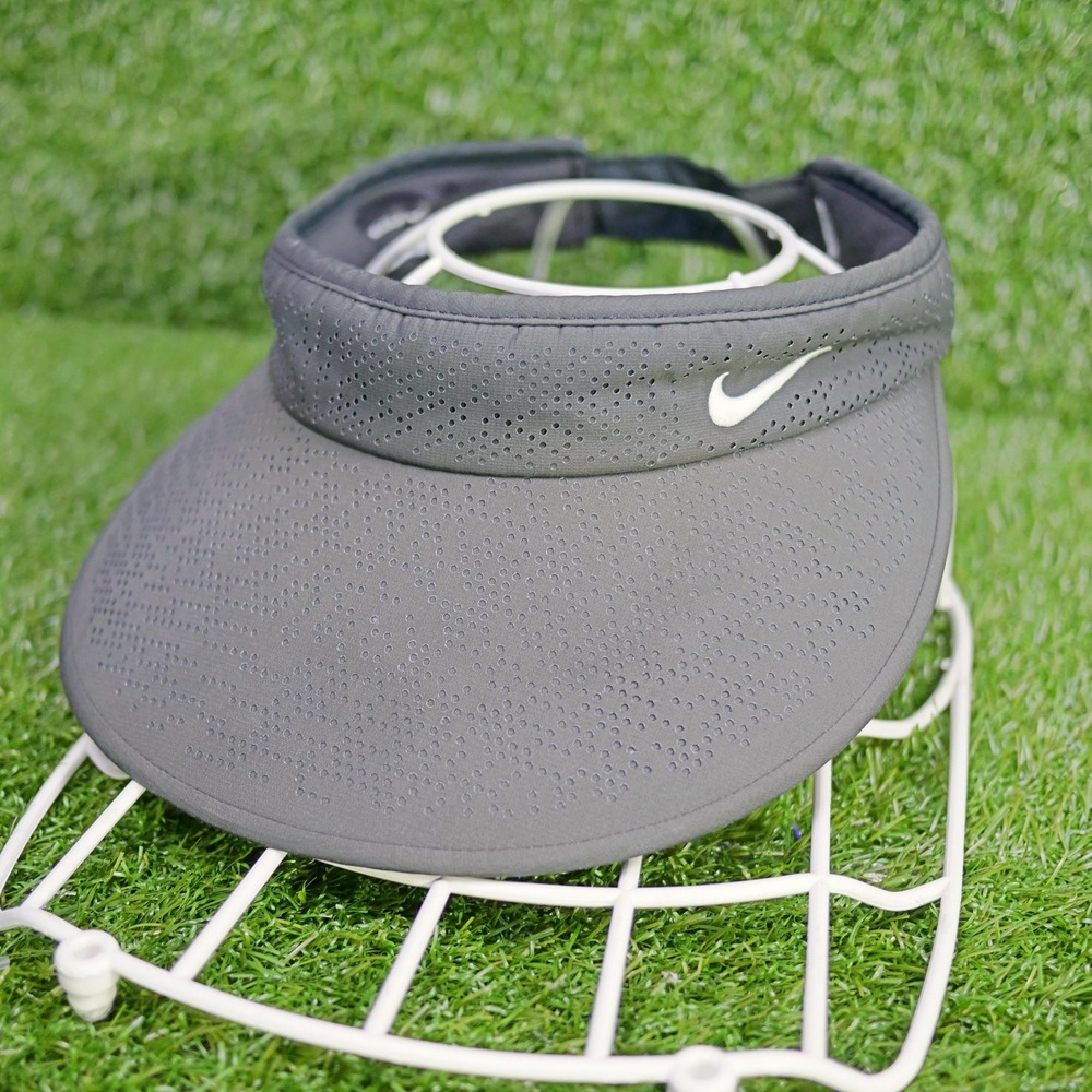 Nike Golf Visor Gray Perforated Adjustable Swoosh - Women Size OSFA